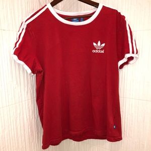 Adidas red big tee